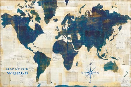 World Map Collage by Sue Schlabach art print