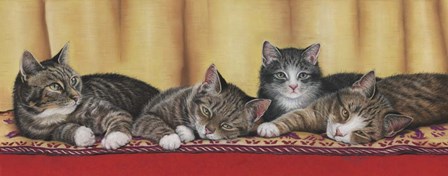 Relaxing Tabbies by Janet Pidoux art print