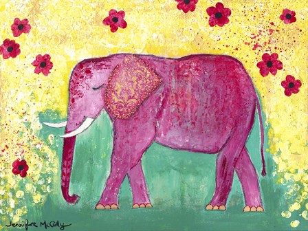 Pink Elephant by Jennifer McCully art print