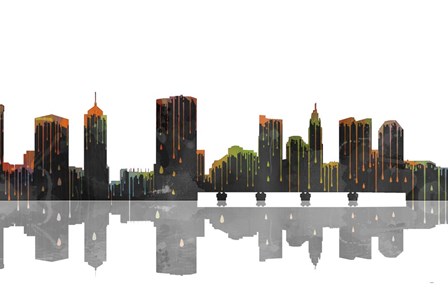 Columbus Ohio Skyline BW 1 by Marlene Watson art print