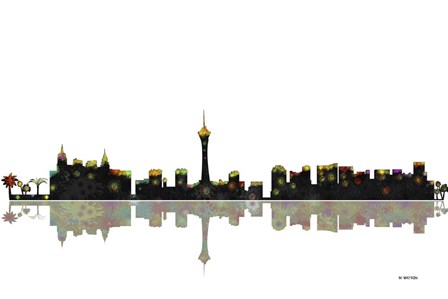 Las Vegas Nevada Skyline BW 1 by Marlene Watson art print