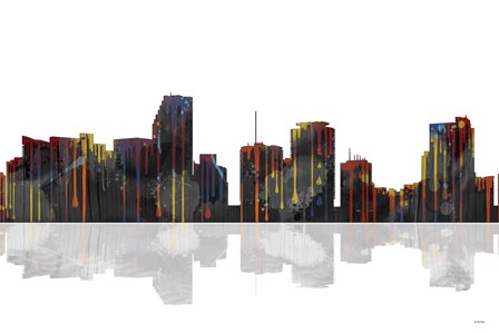 Miami Florida Skyline BW 1 by Marlene Watson art print