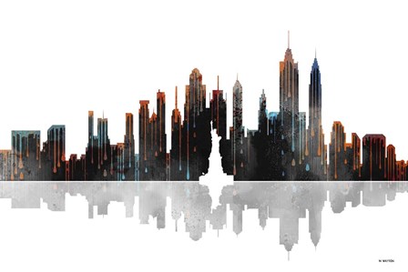 New York New York Skyline BW 1 by Marlene Watson art print