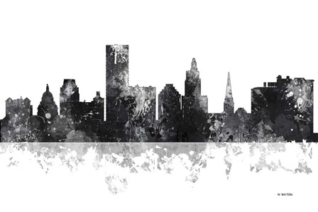 Providence Rhode Island Skyline BG 1 by Marlene Watson art print