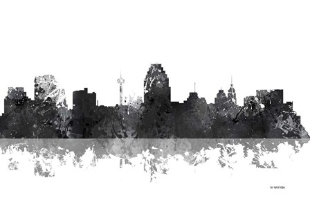 San Antonio Texas Skyline BG 1 by Marlene Watson art print