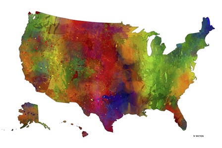 USA Map Clr 1 by Marlene Watson art print