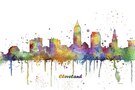 Cleveland Ohio Skyline Multi Colored 1 by Marlene Watson art print