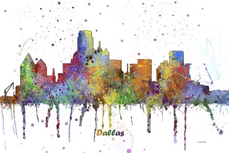 Dallas Texas Skyline Multi Colored 1 by Marlene Watson art print