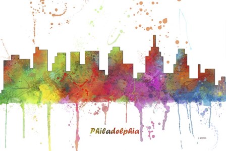 Philadelphia Pennsylvania Skyline Multi Colored 1 by Marlene Watson art print