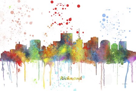 Richmond Virginia Skyline Multi Colored 1 by Marlene Watson art print