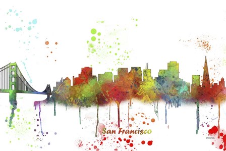 San Francisco California Skyline Multi Colored 1 by Marlene Watson art print
