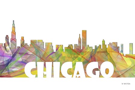 Chicago Illinois Skyline Multi Colored 2 by Marlene Watson art print