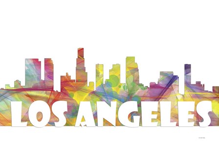 Los Angeles California Skyline Multi Colored 2 by Marlene Watson art print