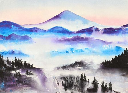 Mountain Mist Landscape by Michelle Faber art print