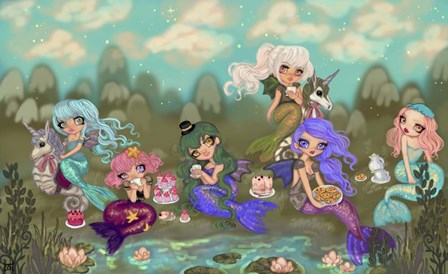 Mermaids Tea Party by Natasha Wescoat art print