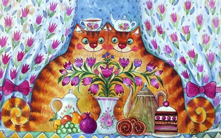 Tea Cats by Oxana Zaika art print
