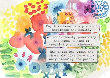 Jewish Home Blessing Floral by Linda Woods art print