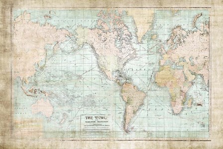 World Map Vintage 1913 by Ramona Murdock art print