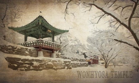 Vintage Winter at Wonhyosa Temple, Korea, Asia by Take Me Away art print