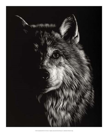 Scratchboard Wolf III by Julie Chapman art print