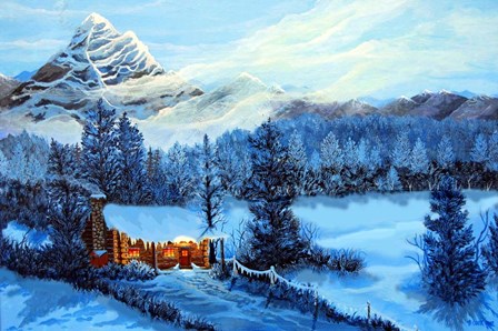 Cozy Cabin by Bonnie B. Cook art print