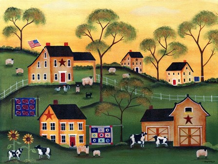 American Sunshine Country Farm by Cheryl Bartley art print