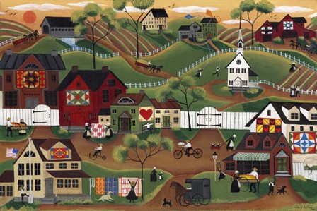Amish Quilt Village by Cheryl Bartley art print