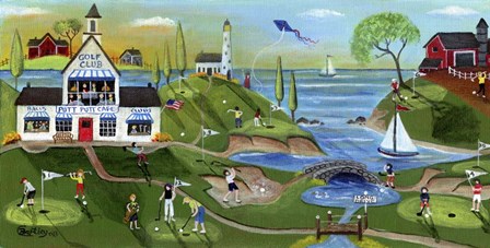 Golf Club Folk Art by Cheryl Bartley art print