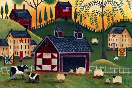 Sunrise Red Quilt Barn by Cheryl Bartley art print