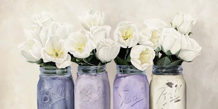 Tulips in Mason Jars (detail) by Jenny Thomlinson art print