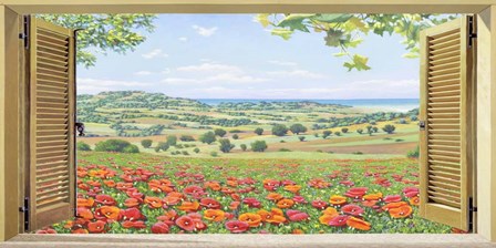 Finestra su Campo di Papaveri by Andrea Del Missier art print