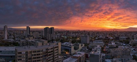 Cityscape at sunset, Santiago, Chile by Panoramic Images art print