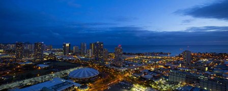 Downtown Honolulu at Night, Oahu, Hawaii by Panoramic Images art print