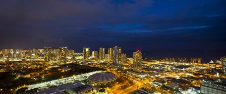 Downtown Honolulu Lit-Up at Night, Oahu, Hawaii by Panoramic Images art print