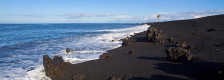 Elevated View of Beach, Keawaiki Bay, Black Sand Beach, Kohala, Big Island, Hawaii by Panoramic Images art print