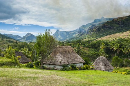 Traditional thatched roofed huts in Navala in the Ba Highlands of Viti Levu, Fiji by Michael Runkel / DanitaDelimont art print