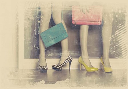 Vintage Fashion Pop of Color Heels and Handbags by Color Me Happy art print
