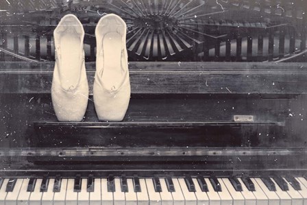 Ballet Shoes And Piano Old Photo Style Dust and Scratches by Color Me Happy art print