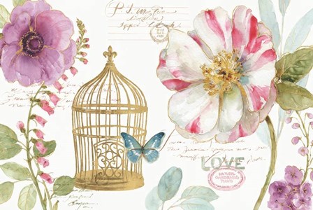 Rainbow Seeds Floral Birdcage I by Lisa Audit art print