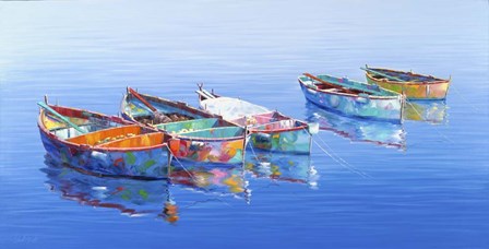 5 Boats Blue by Edward Park art print