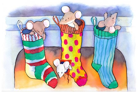 Christmouse Stockings by Emma Graham art print