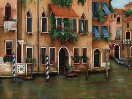 Flowers On The Canal by Betty Lou art print