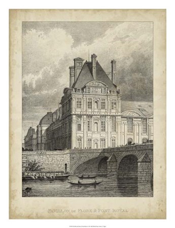 Pavillon de Flore &amp; Pont Royal by A.Pugin art print
