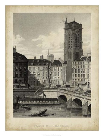 Place du Chatelet by A.Pugin art print