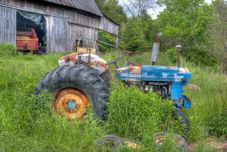 Blue Tractor by Bob Rouse art print