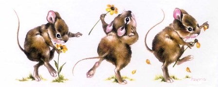 Mouse And Flower by Peggy harris art print