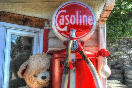 Old Gas Pump and Teddy by Robert Goldwitz art print