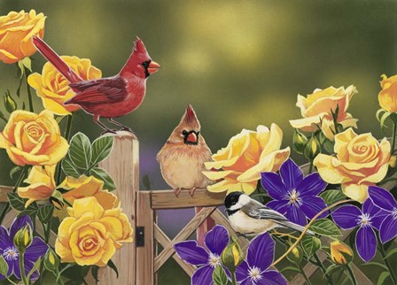 Yellow Roses and Songbirds by William Vanderdasson art print