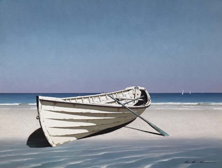 White Boat On Beach by Zhen-Huan Lu art print