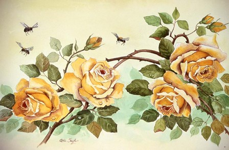 Yellow Roses with Bees by Arie Reinhardt Taylor art print